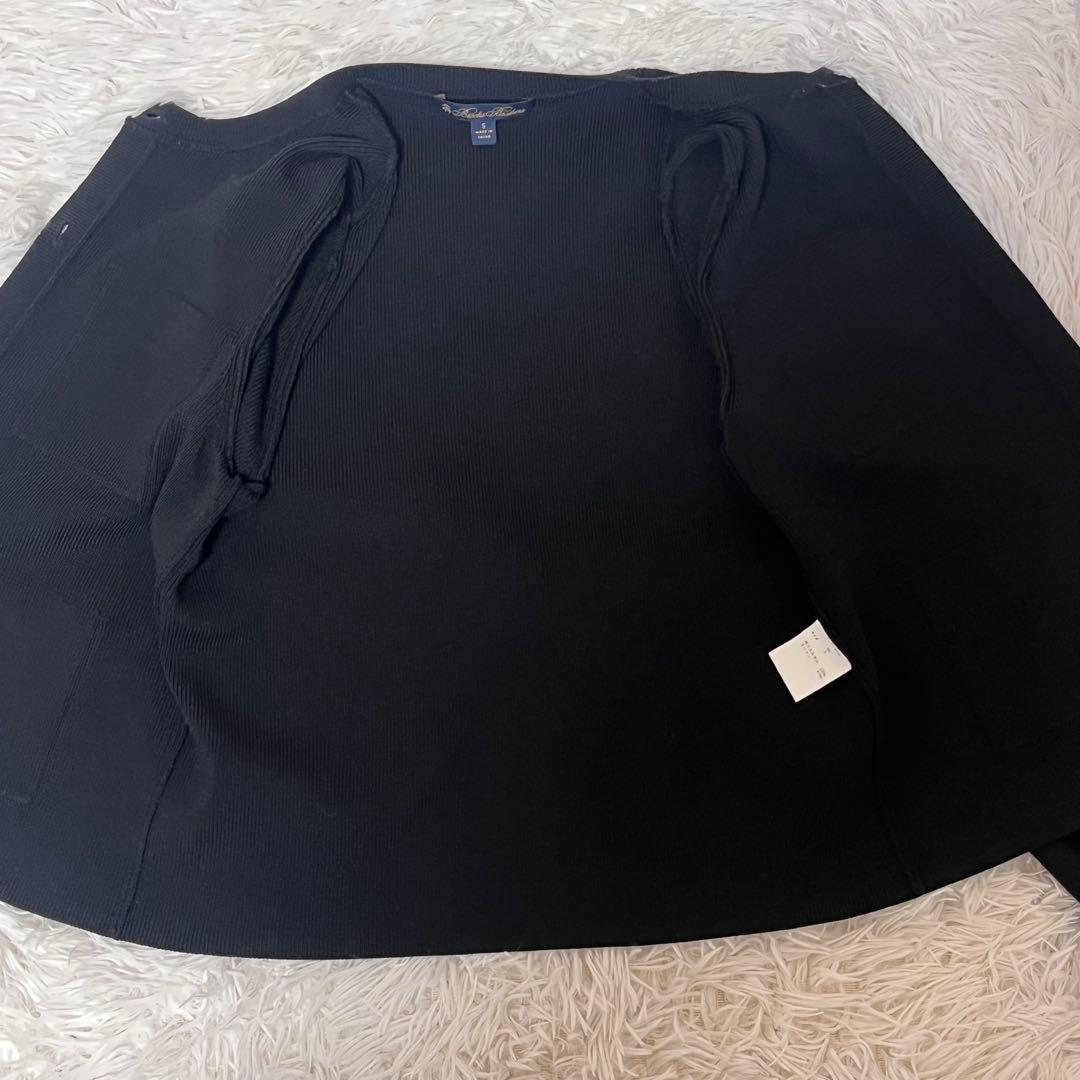 【BrooksBrothers】極美品 ノーカラー ニット ジャケット ブラック