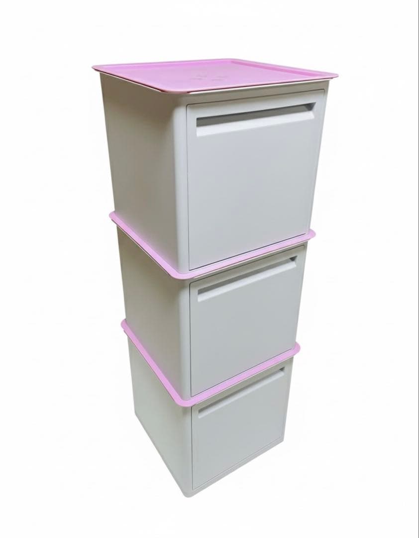 3個セット/タッパーウェア/マルチオーガナイザー/キャスター付きパレット/ピンク