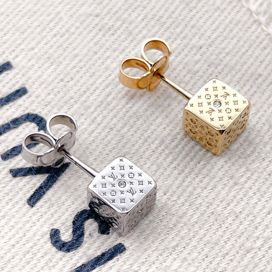 LOUIS VUITTON ピアス　ダイス　ストーン　ナノグラム　ラッキーグラム