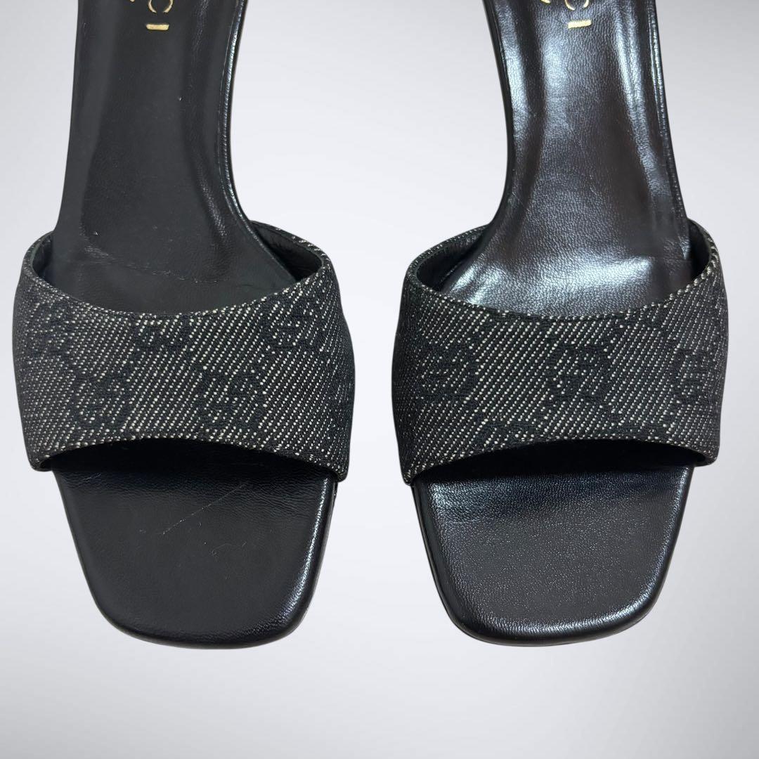 良品✨　GUCCI グッチ　GG サンダル　ミュール　ヒール　ブラック　23㎝