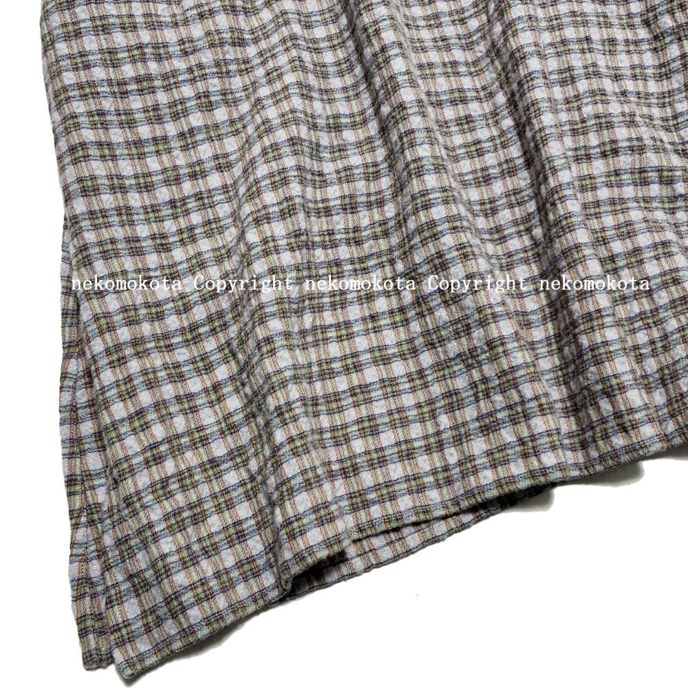 美品 ヨーガンレール ウール コットン チェック チュニック ワンピース S