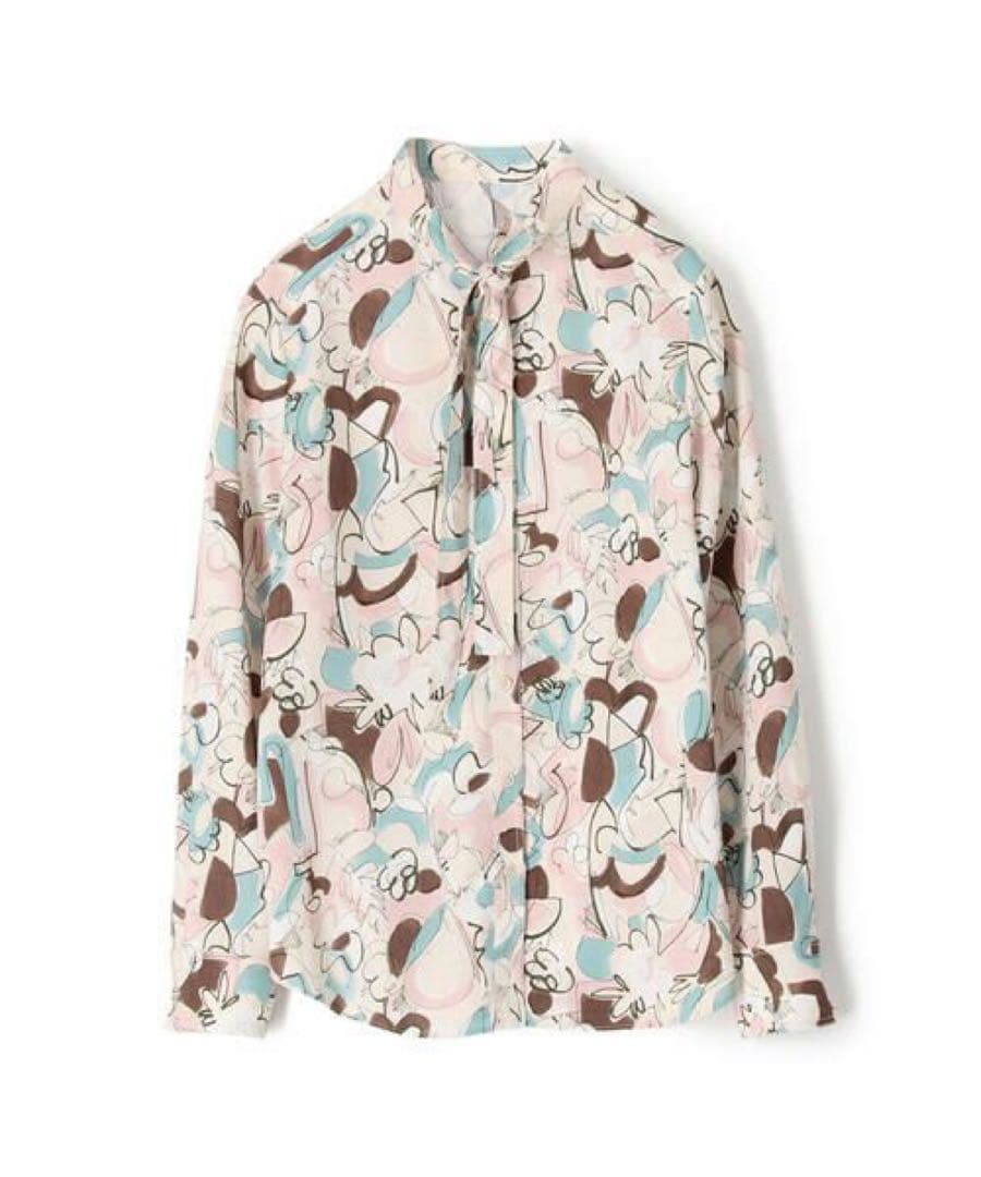 美品　tomorrowland メロウフラワープリント ボウタイブラウス