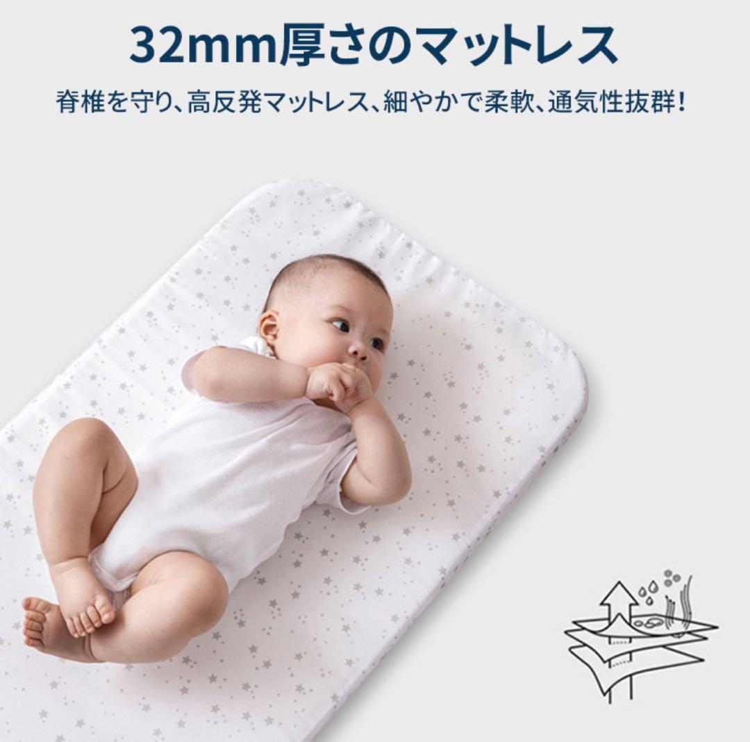 【新品】折り畳みベビーベッド 2025年モデル　カーキ