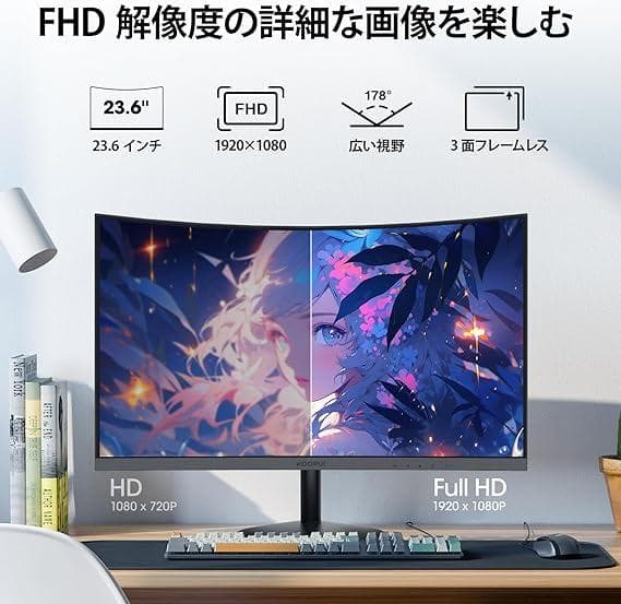 Koorui 24N5C 湾曲モニター 24インチ