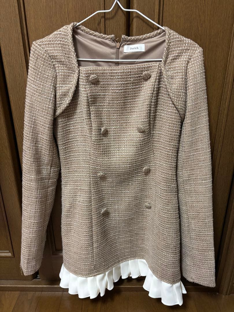 Darich プリーツドッキングツイードミニワンピース