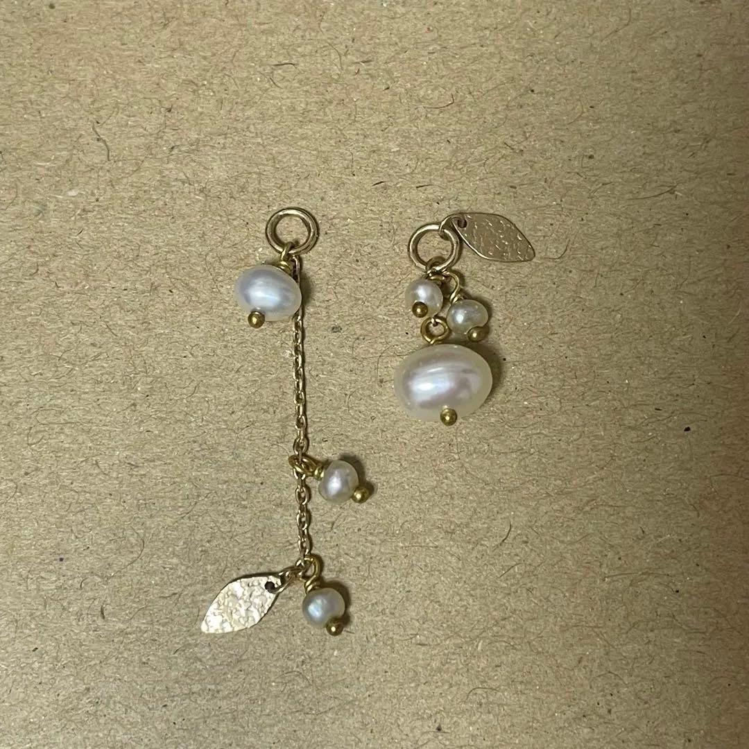 アガット　パールアシメピアスチャーム