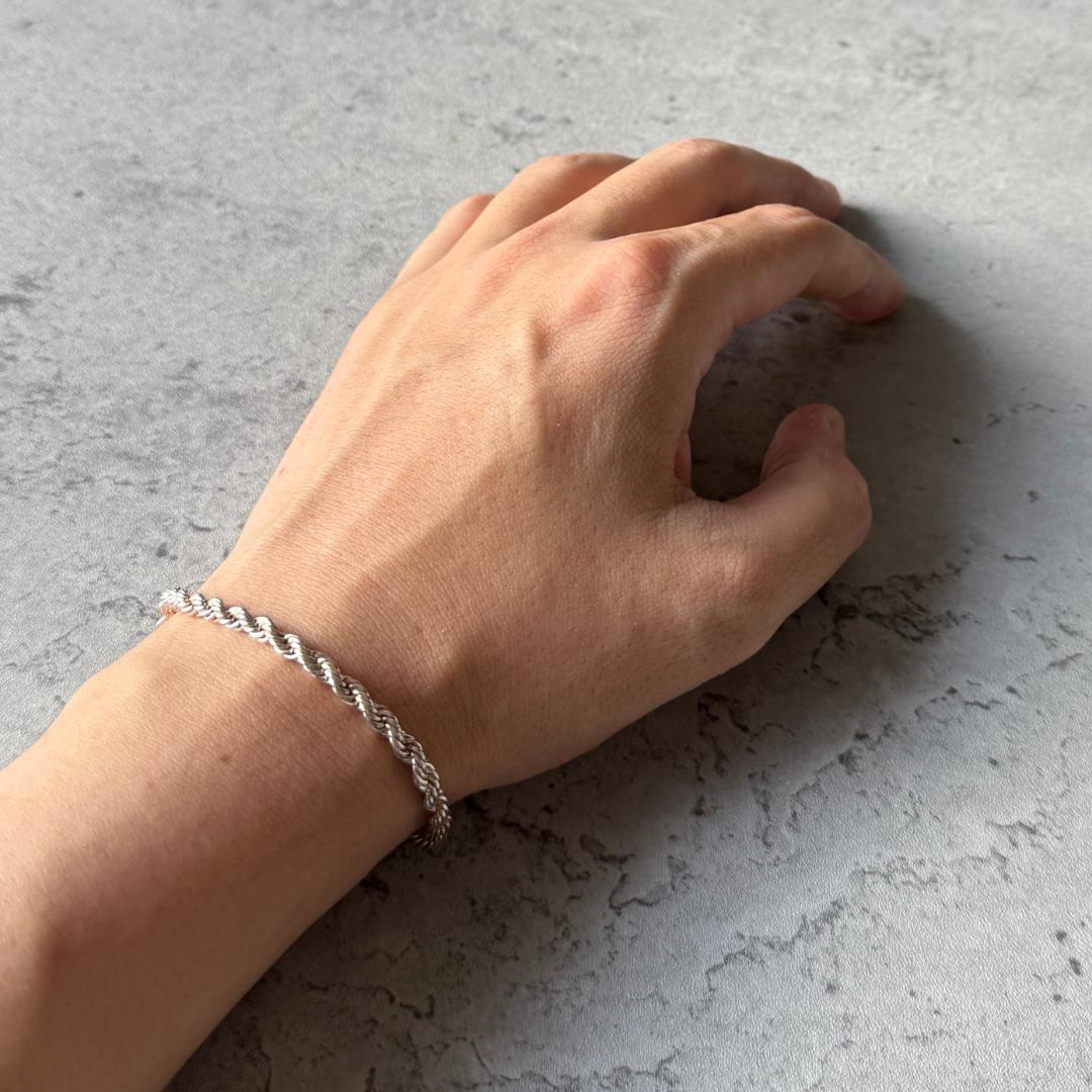 イタリア製 ユーロヴィンテージ ツイストチェーン ブレスレット シルバー925