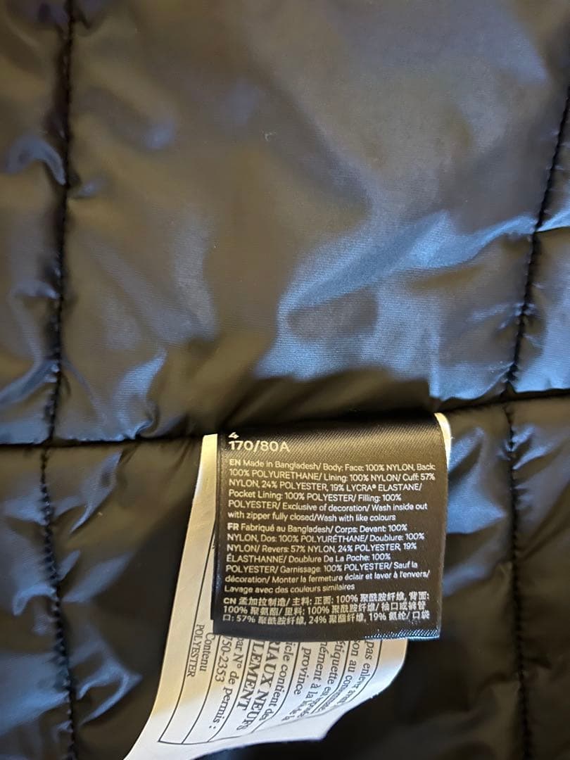 lululemon ルルレモン　防風・撥水中綿ロングコート・ブラック