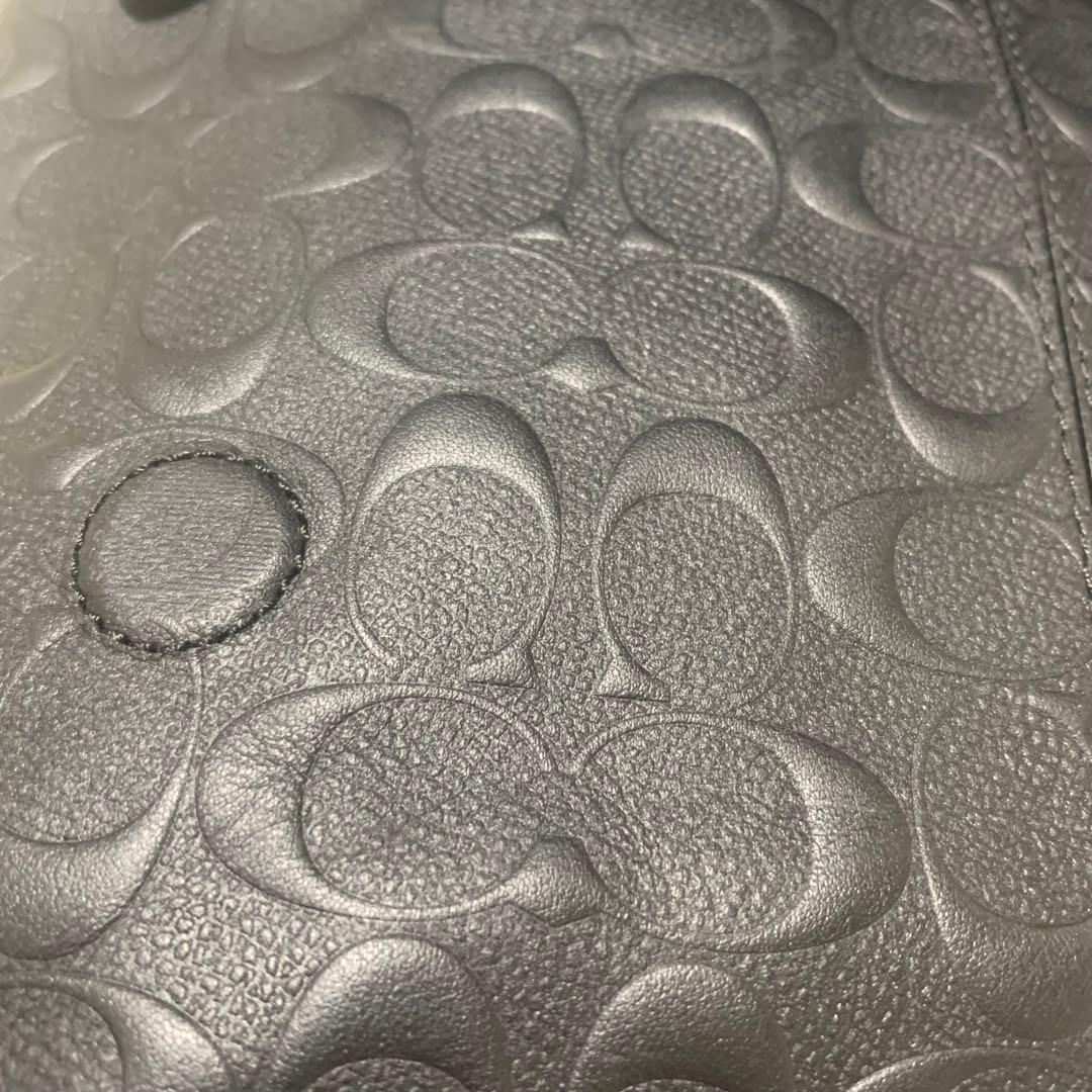 コーチ　F72220 メッセンジャーバック　エンボス　シグネチャー　レザー　黒