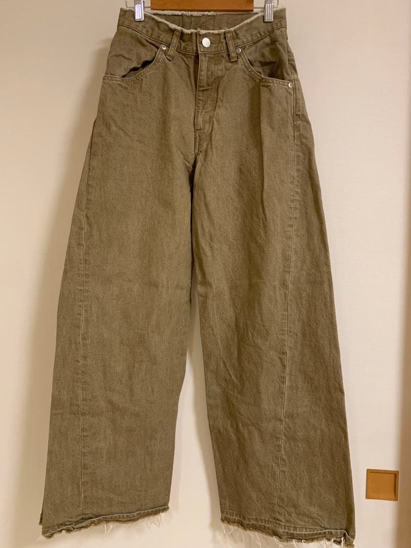 JIEDA オリーブデニムワイドレッグパンツ