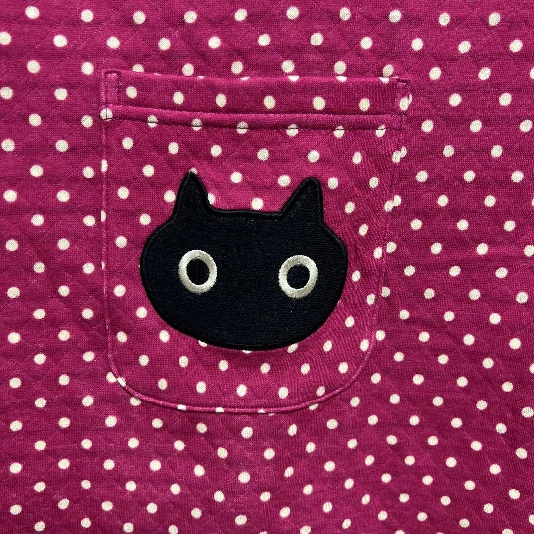 新品 ワコール パジャマ ホームウエア 保温性 黒猫 マタノアツコ 濃いピンク