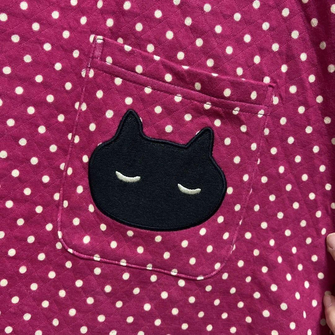 新品 ワコール パジャマ ホームウエア 保温性 黒猫 マタノアツコ 濃いピンク