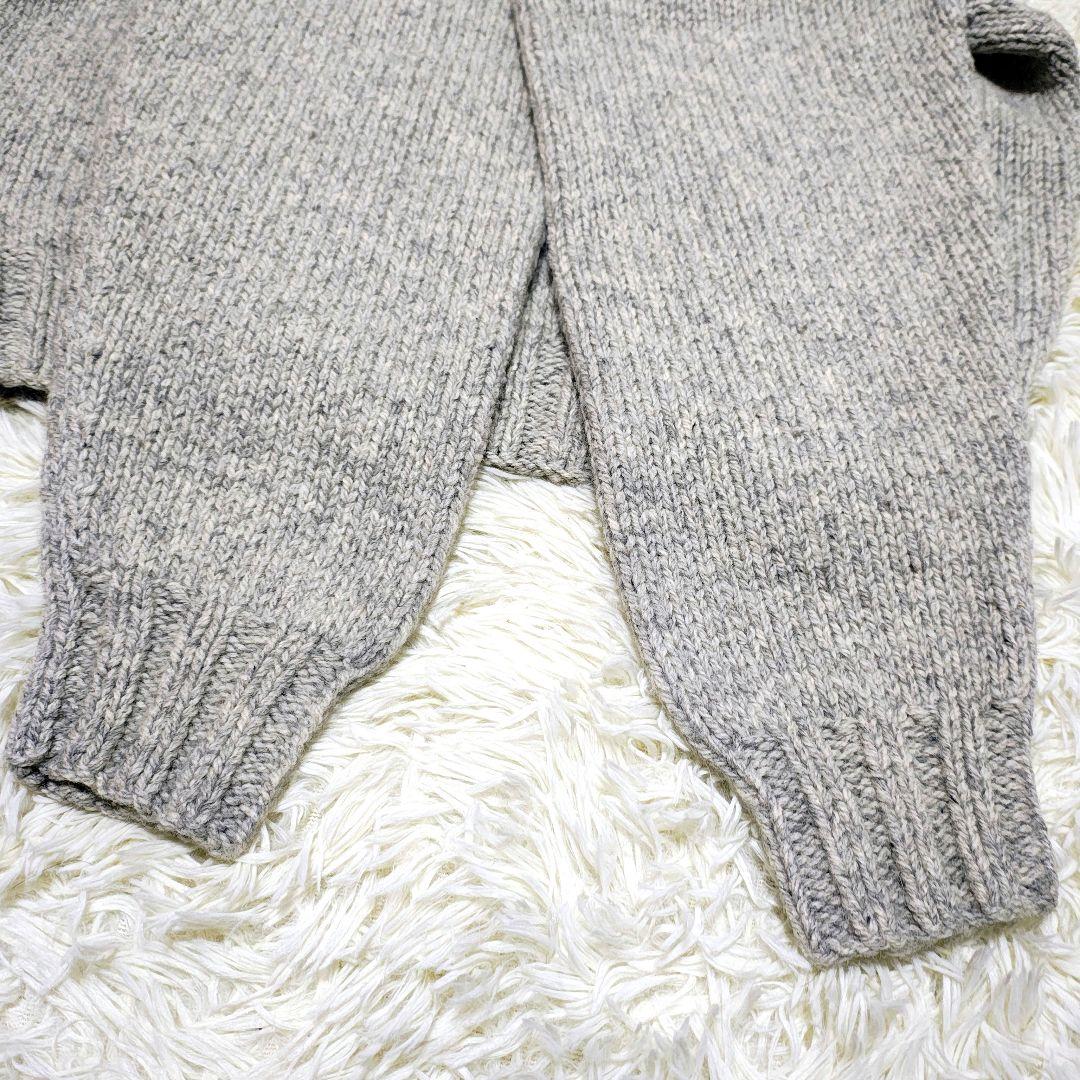 美品 パパス Papas グレー　ニット セーター タートル 刺繍　 ローゲージ