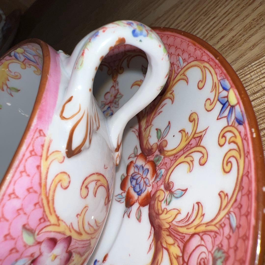 フランスサルグミンヌ窯、Mintonパターン148 ティーカップ＆ソーサー