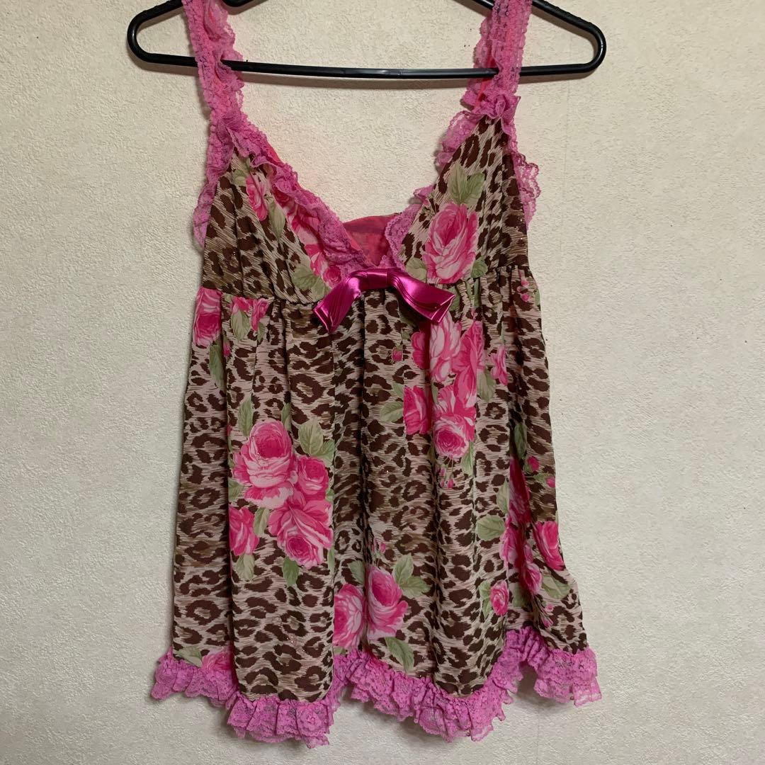 【y2k 平成ギャル】MARS ヒョウ薔薇柄 キャミ