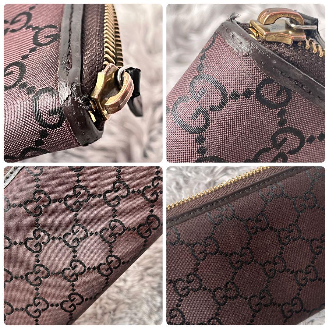 良品✨GUCCI GGナイロン　ブラウン　L字ファスナー　長財布　メンズ