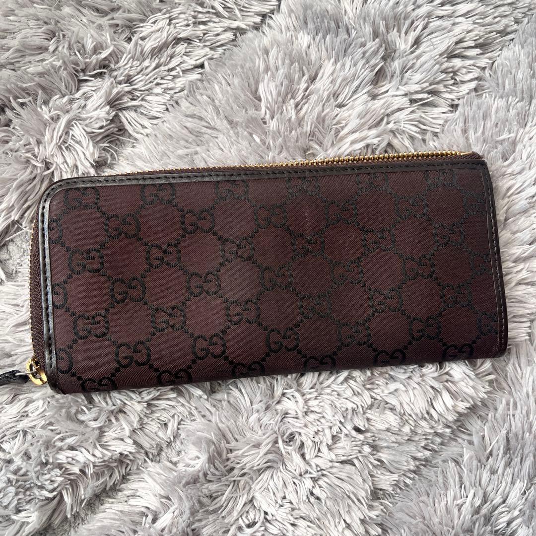 良品✨GUCCI GGナイロン　ブラウン　L字ファスナー　長財布　メンズ