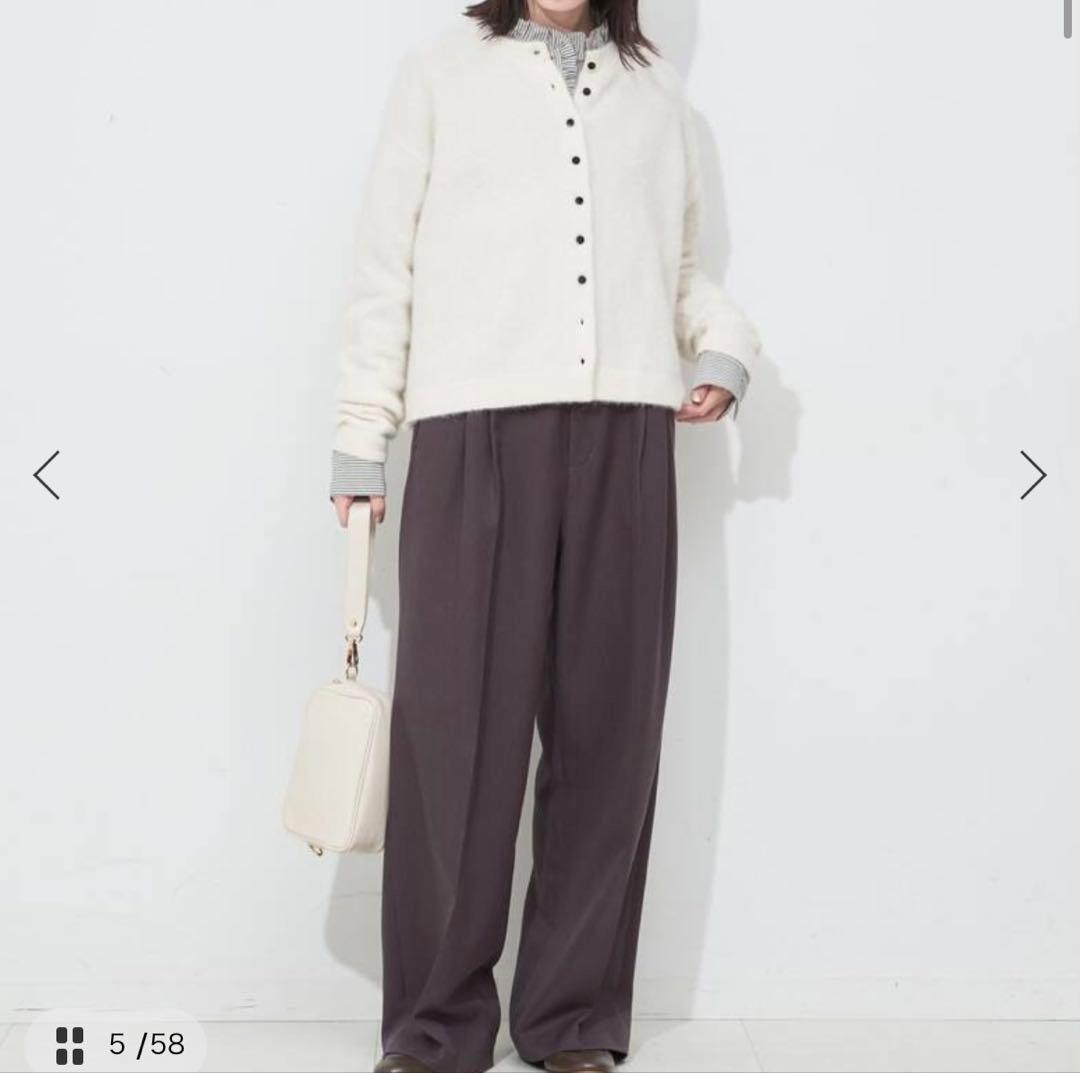 フォックスアルパカカーディガン　スローブイエナ　ホワイト