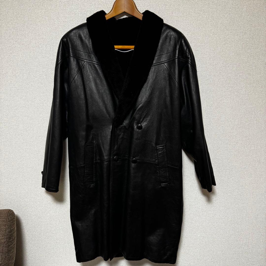 SAGA MINK 本革 ラムレザー ×総毛皮 ファー ロングコートリバーシブル