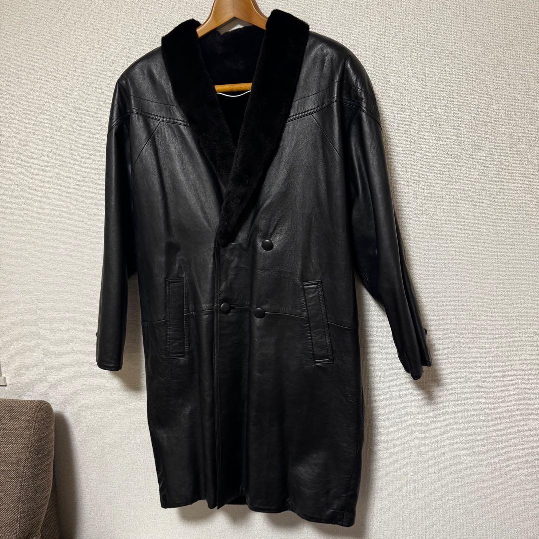 SAGA MINK 本革 ラムレザー ×総毛皮 ファー ロングコートリバーシブル