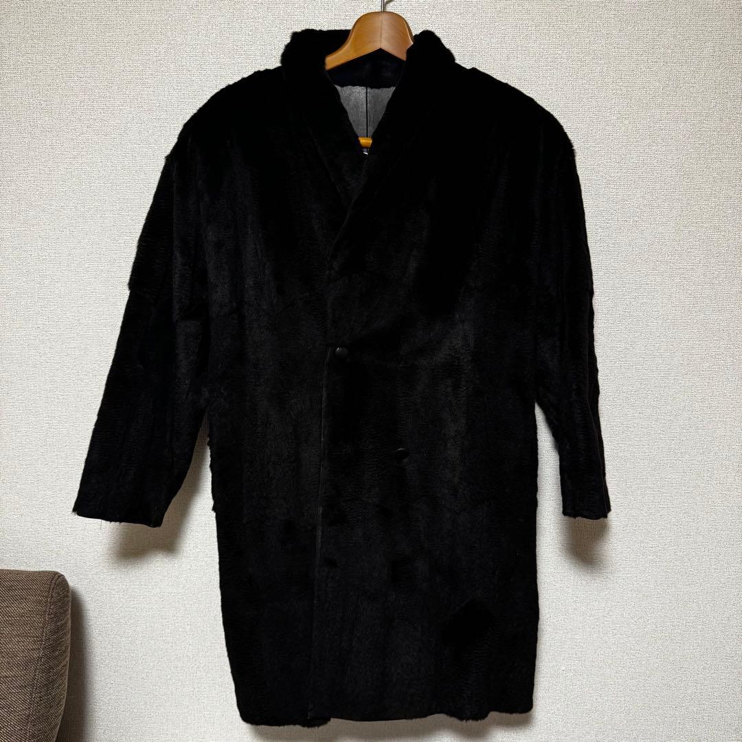 SAGA MINK 本革 ラムレザー ×総毛皮 ファー ロングコートリバーシブル