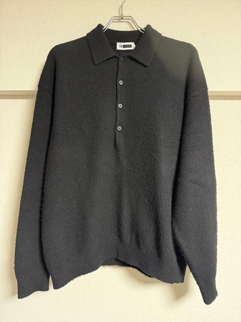 【H BEAUTY&YOUTH】 ナッピングウール 4B ポロカラーニット