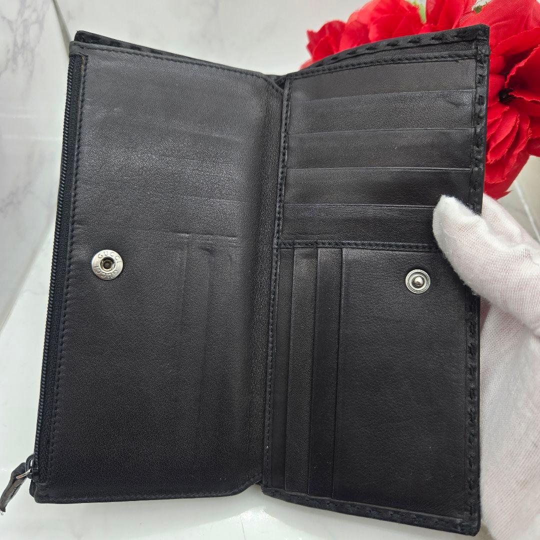 【美品】 GUCCI グッチ 長財布 財布 レザー ブラック 黒 シンプル