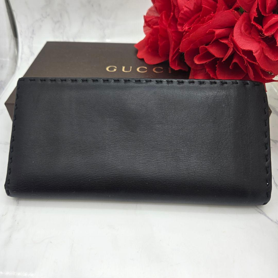 【美品】 GUCCI グッチ 長財布 財布 レザー ブラック 黒 シンプル