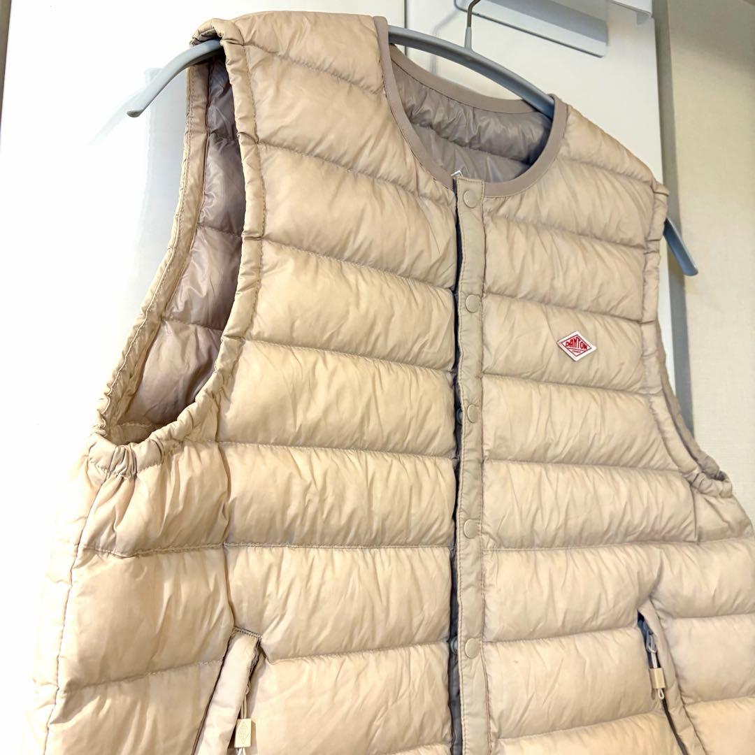 DANTON ダントン インナーダウンベスト ベージュ M 軽量 防寒 綺麗