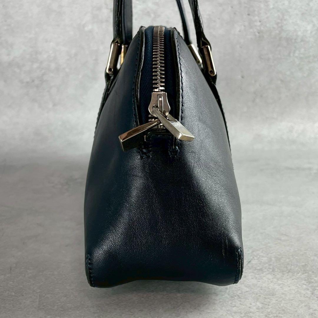 極美品　ヒロフ　ミニボストンバッグ ハンドバッグ　Hロゴ　レザー　ブラック