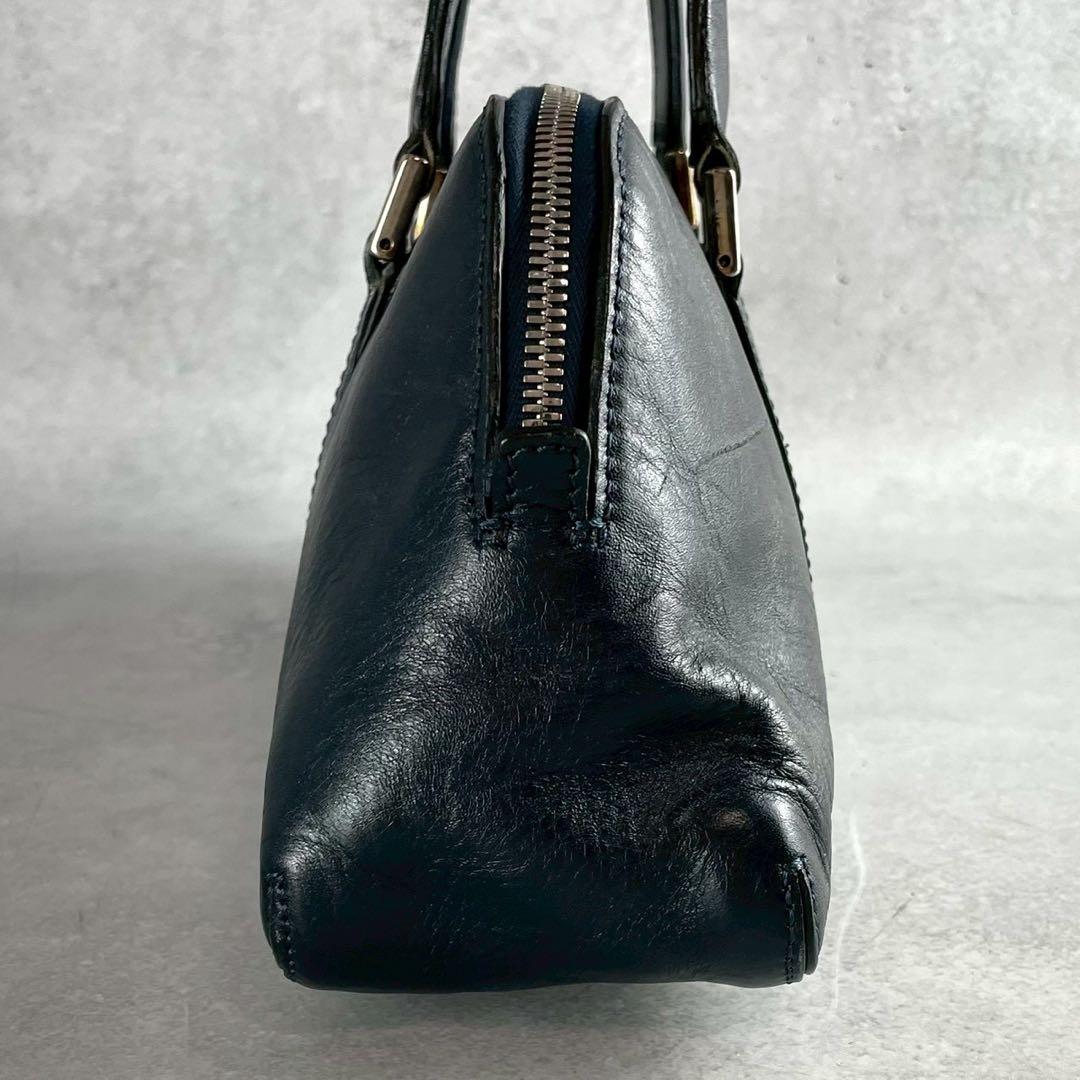 極美品　ヒロフ　ミニボストンバッグ ハンドバッグ　Hロゴ　レザー　ブラック