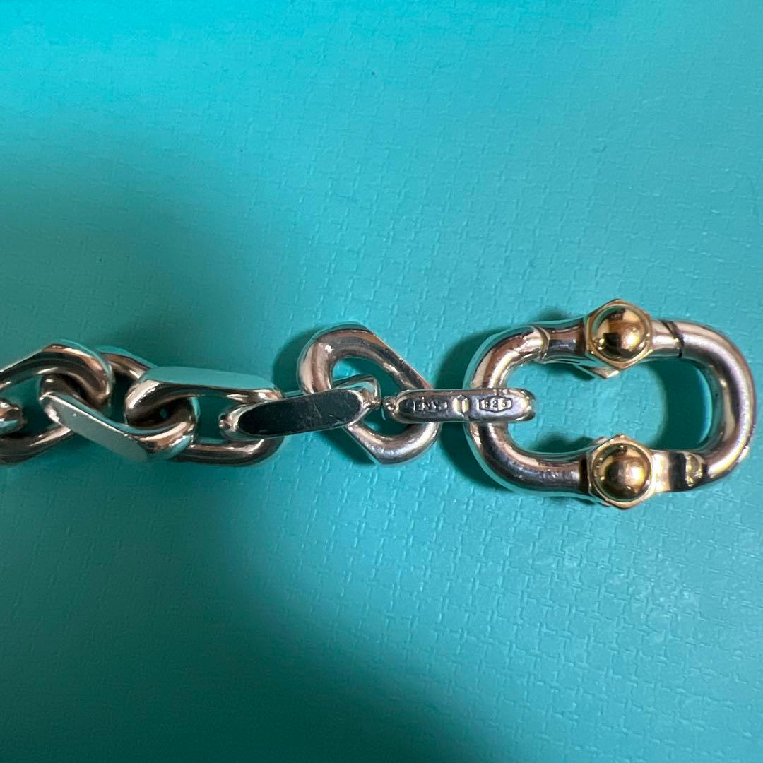 Tiffany ＆ Coメイカーズワイドチェーンブレスレット シルバー×ゴールド