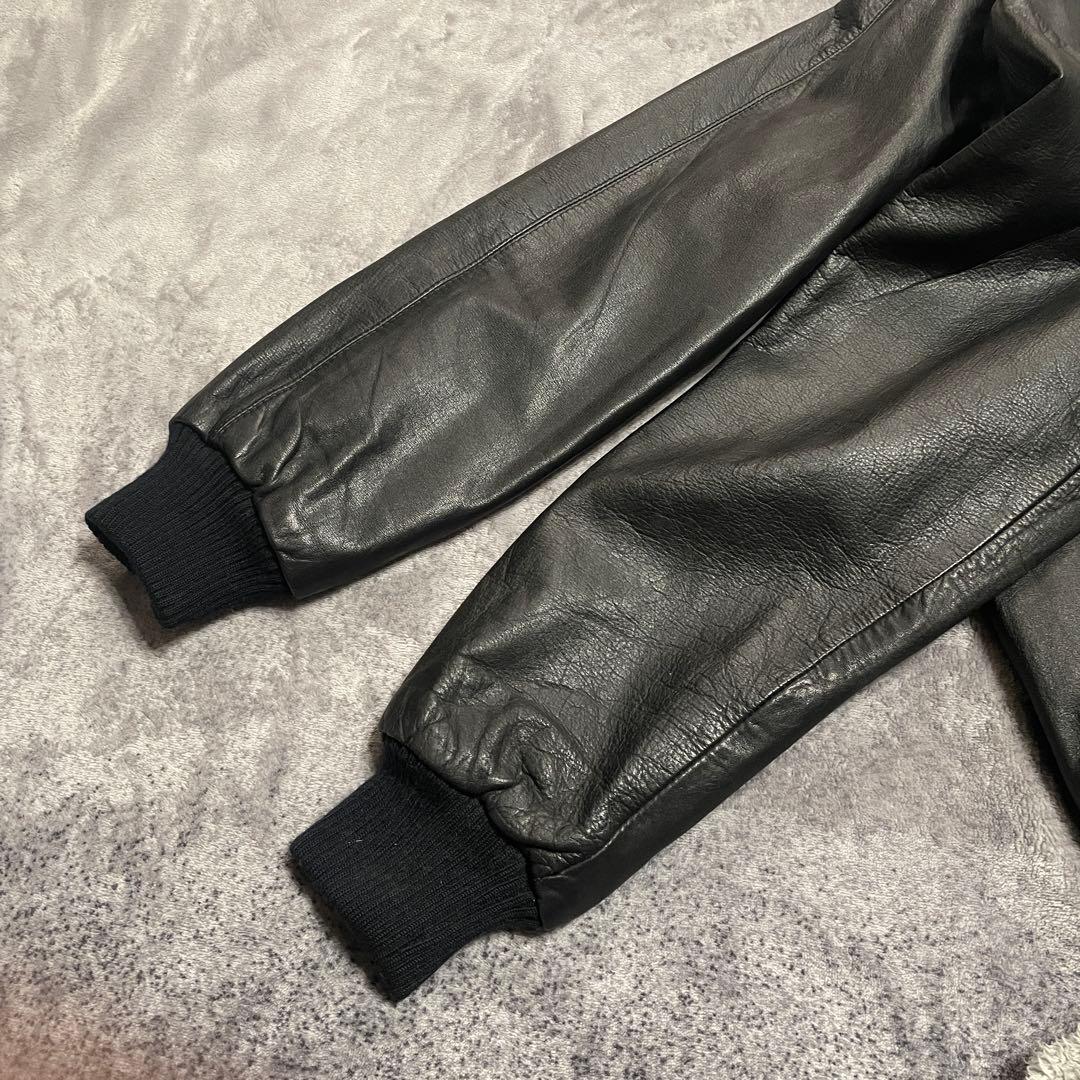 古着　６０−７０s 本革　ライダース　レザージャケット　ブラック　LL 黒