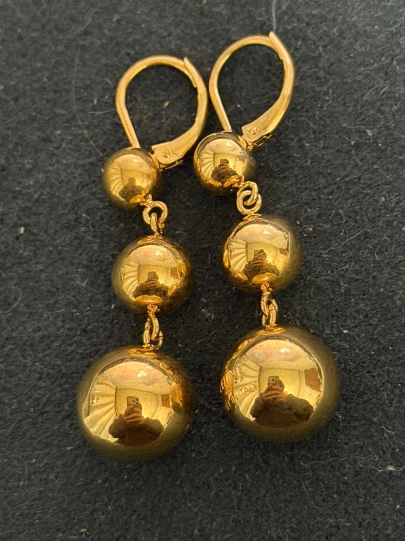 CELINE ボール ピアス 3連 ゴールド