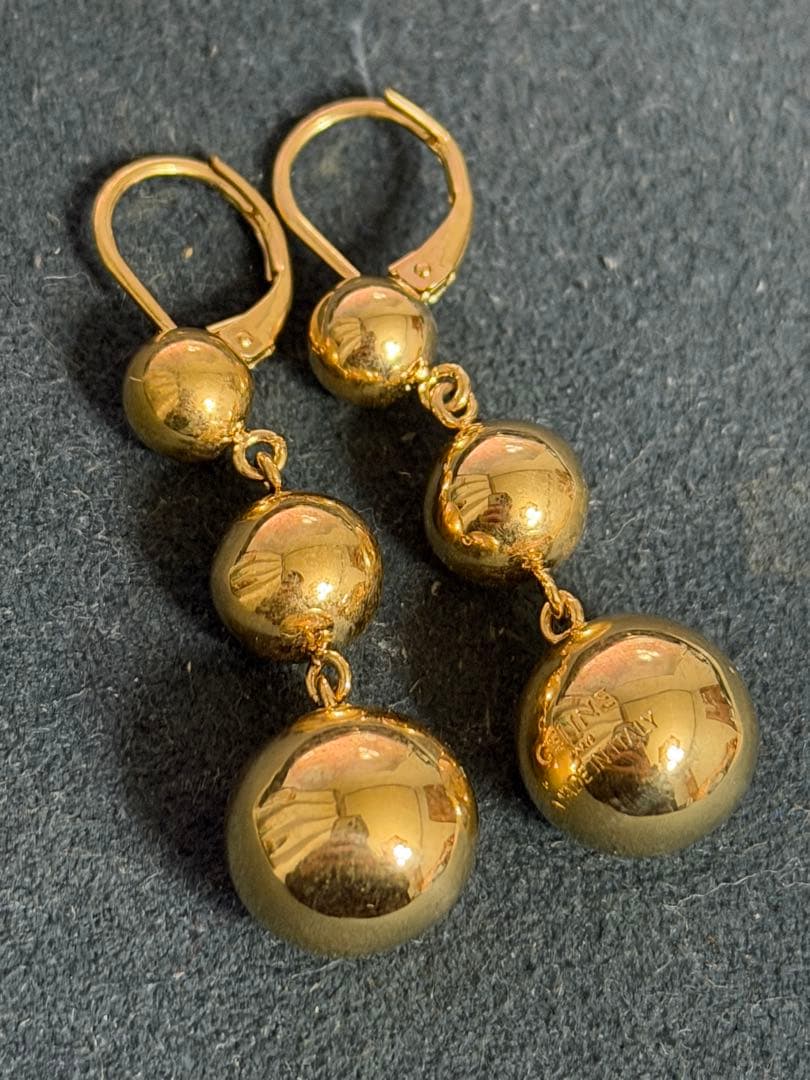 CELINE ボール ピアス 3連 ゴールド