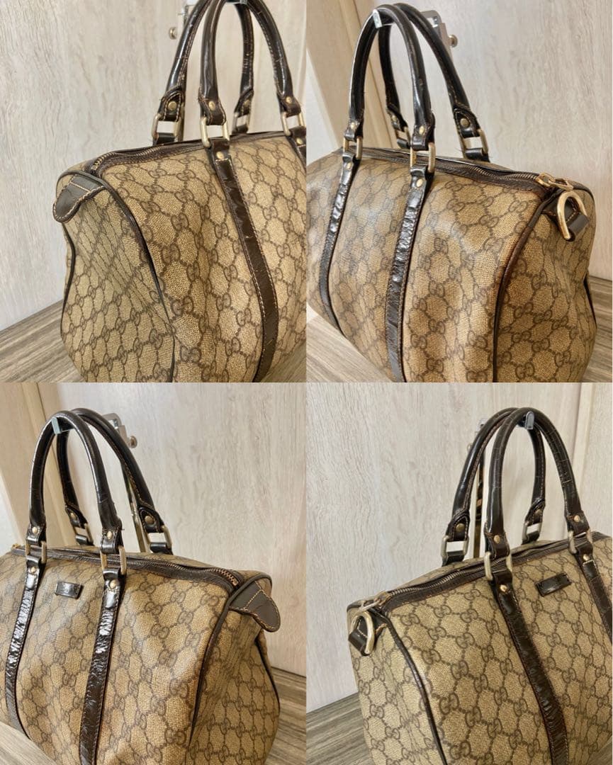 まあ　GUCCI ボストンバッグ　ハンドバッグ　GG PVC レザブラウン　ロゴ