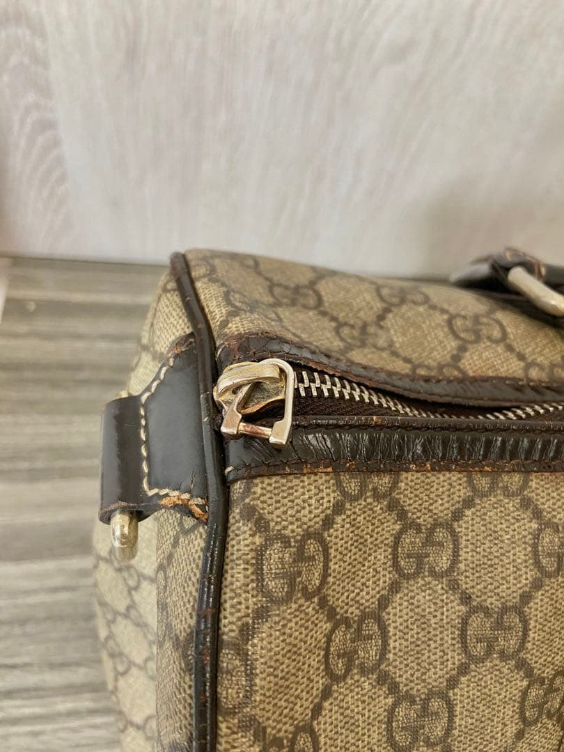 まあ　GUCCI ボストンバッグ　ハンドバッグ　GG PVC レザブラウン　ロゴ