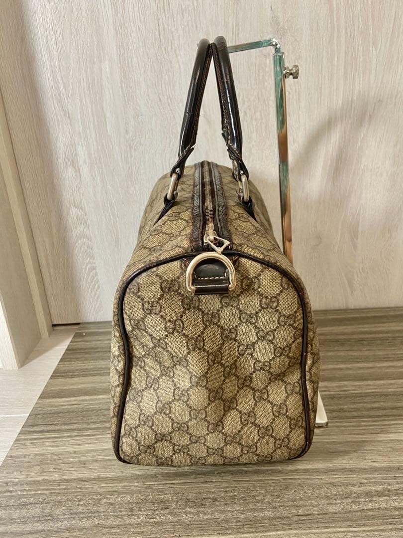 まあ　GUCCI ボストンバッグ　ハンドバッグ　GG PVC レザブラウン　ロゴ