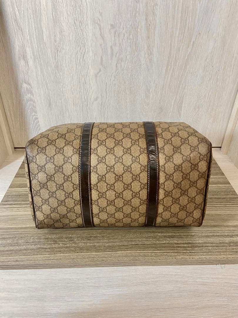 まあ　GUCCI ボストンバッグ　ハンドバッグ　GG PVC レザブラウン　ロゴ