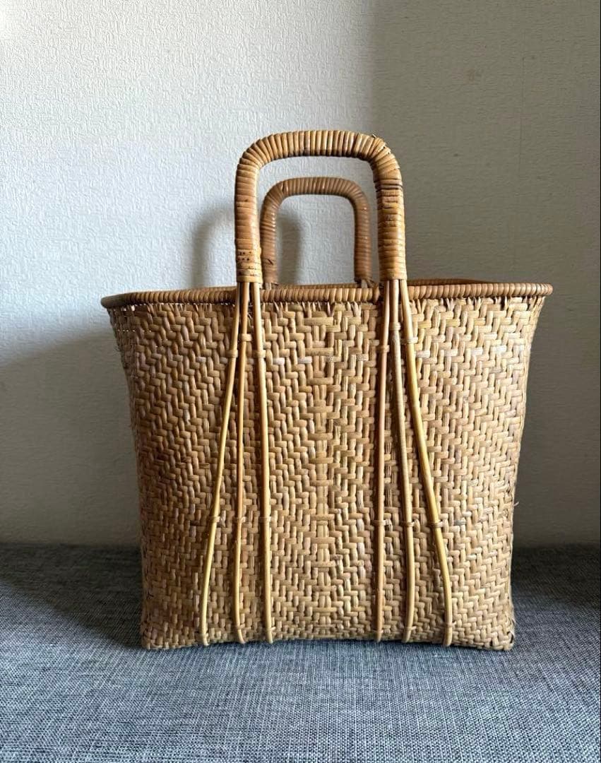 竹籠バッグ かごバック 竹籠 買い物かご マルシェ vintage