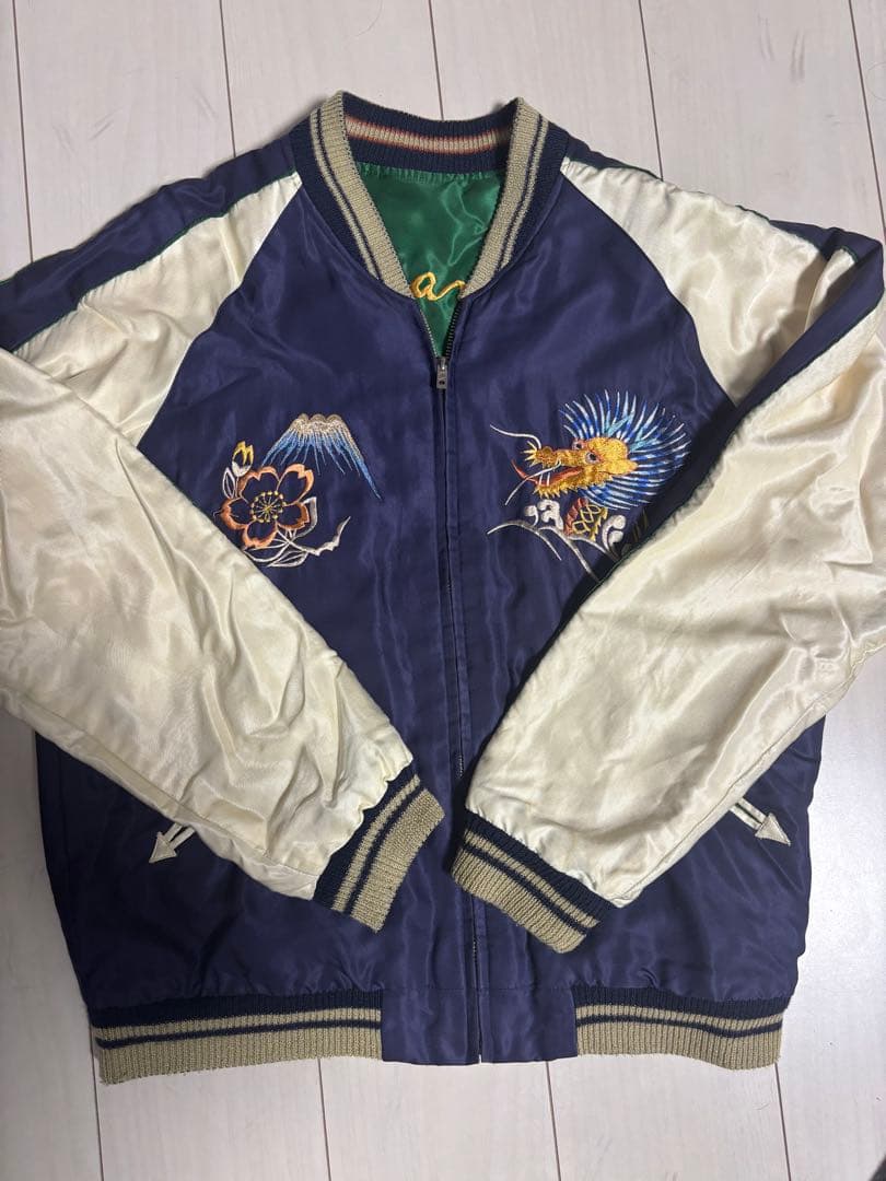 本日限定価格テーラー東洋 サテンスカジャン Lサイズ　紺　緑