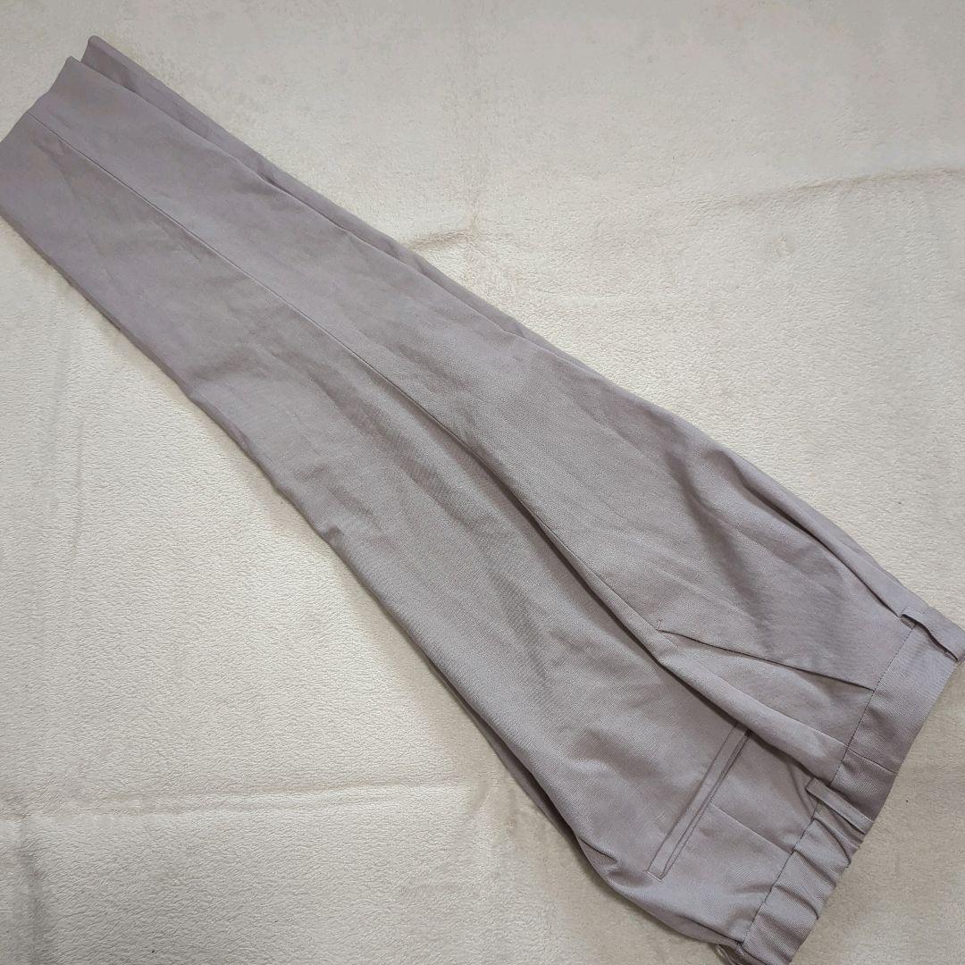 グリーンレーベルリラクシング ノーカラー パンツスーツ セットアップ グレージュ