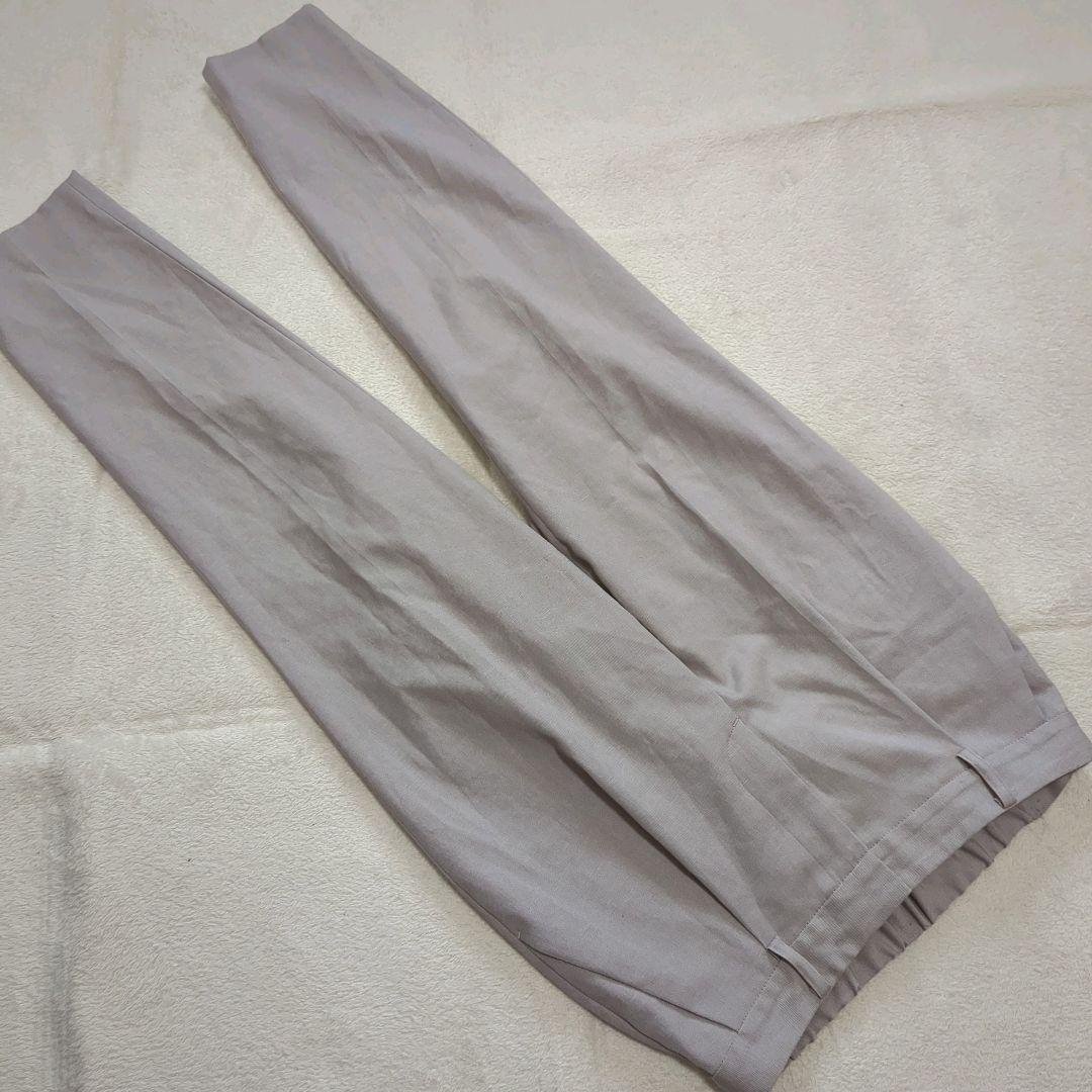 グリーンレーベルリラクシング ノーカラー パンツスーツ セットアップ グレージュ