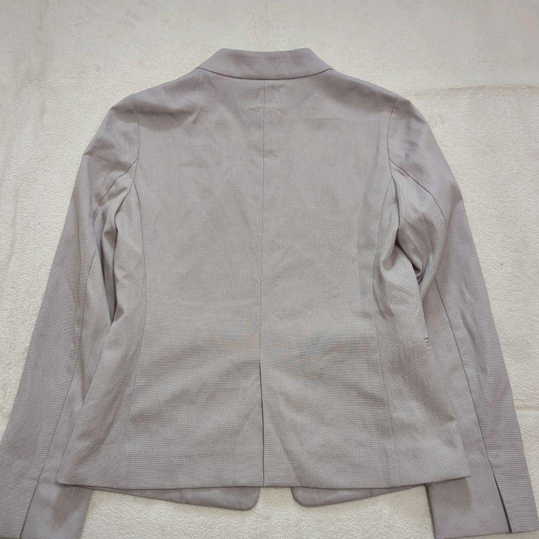 グリーンレーベルリラクシング ノーカラー パンツスーツ セットアップ グレージュ