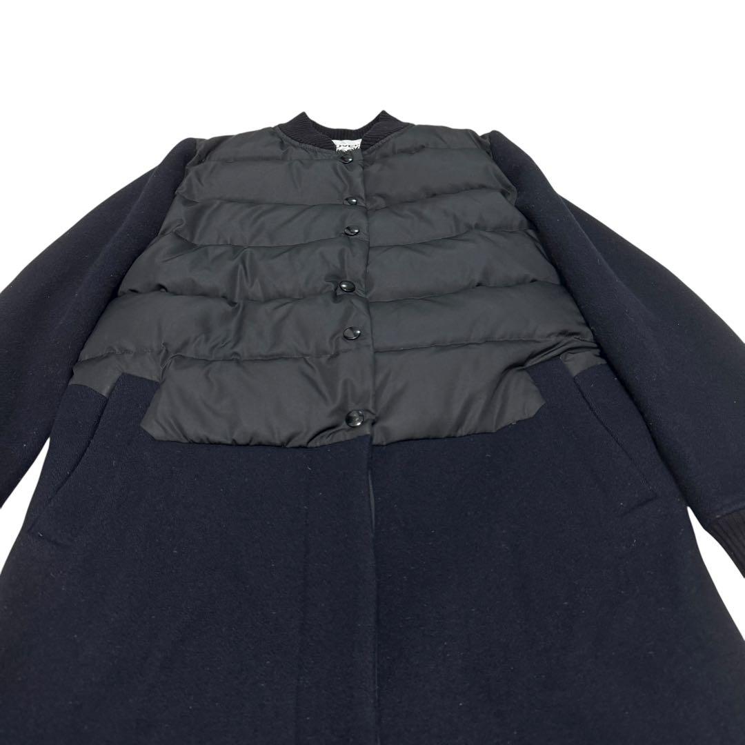 MUVEIL 異素材切替 ダウンコート ノーカラー ブラック ウールコート　36