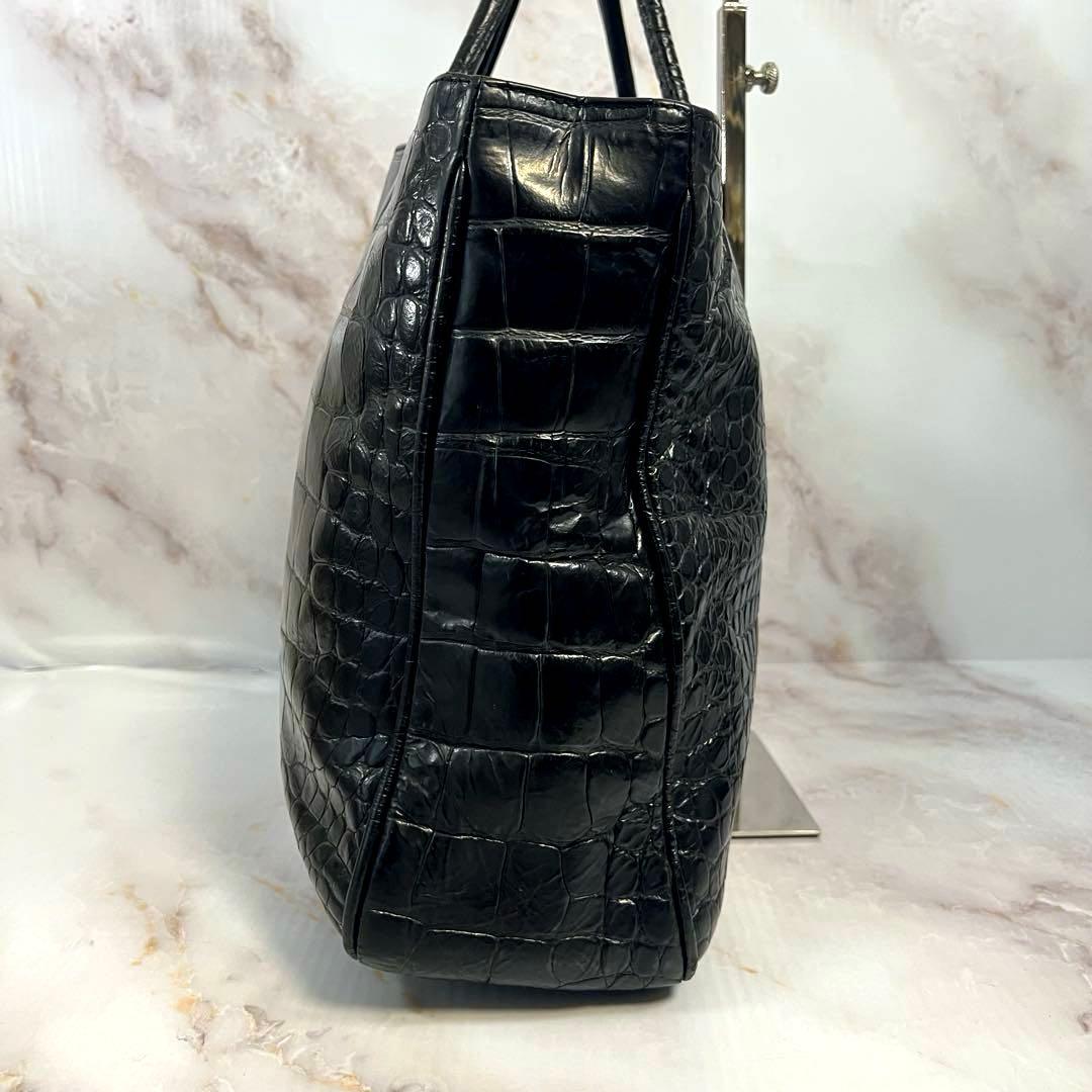 FURLA クロコダイル型押し フルラ トートバッグ ブラック A4 男女兼用