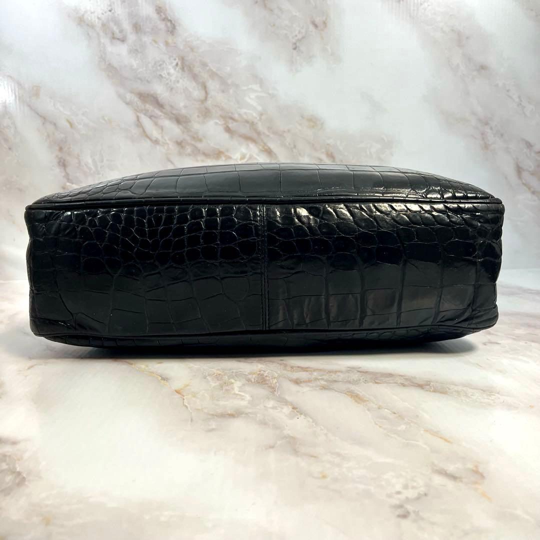 FURLA クロコダイル型押し フルラ トートバッグ ブラック A4 男女兼用