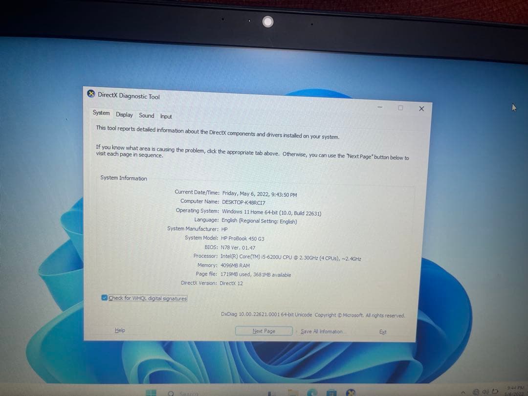 その他ノートPC本体 HP PROBOOK 450 G3