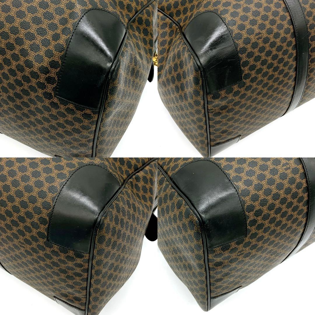 【CELINE】ボストンバッグ　マカダム柄　ゴールド金具　PVC ブラック