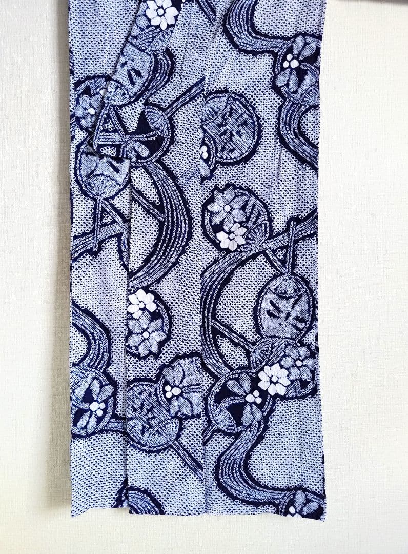 有松絞り浴衣うちわ柄とんぼ柄花柄流水紺色白藍色ゆかた蜻蛉柄総絞りホワイトネイビー